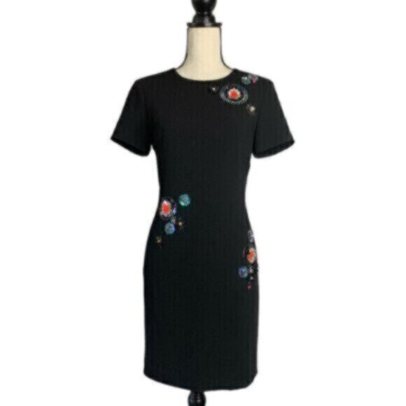 Trina Trunk Black Multi Color Dazzle Embellished Mini Sheath Dress - Picture 2 of 15